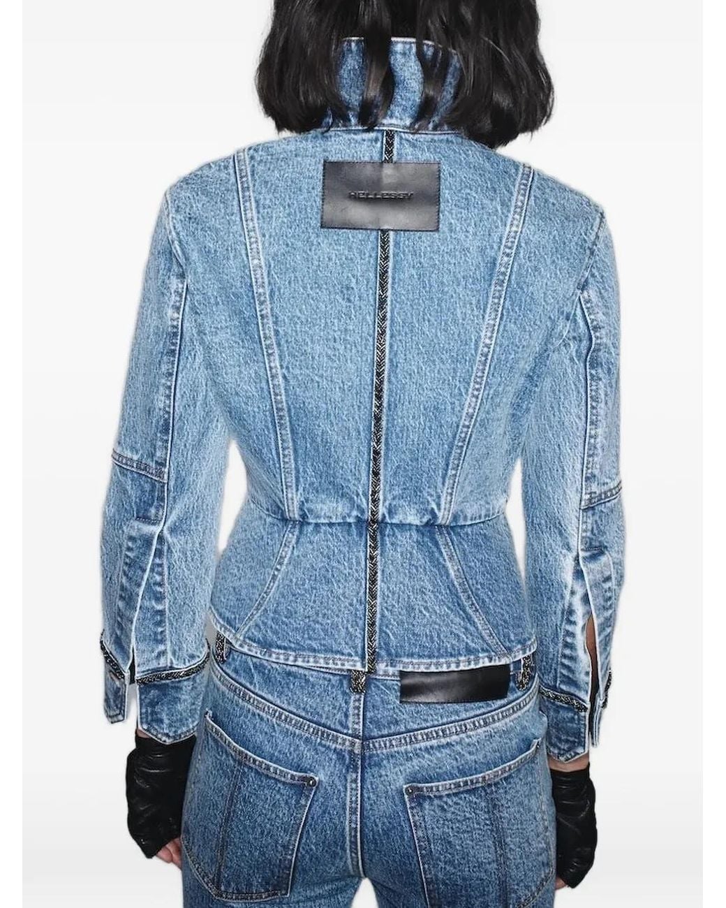 Hellessy Blue Kai Braided-Trim Denim Jacket