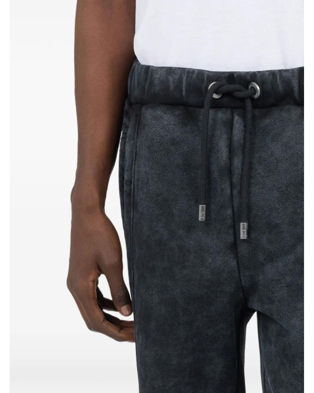 Roberto Cavalli Black Acid-Wash Track Pants for men