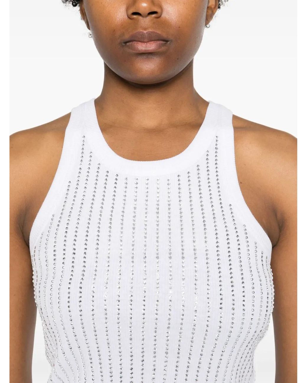 The Attico White Ribbed Jersey Tank