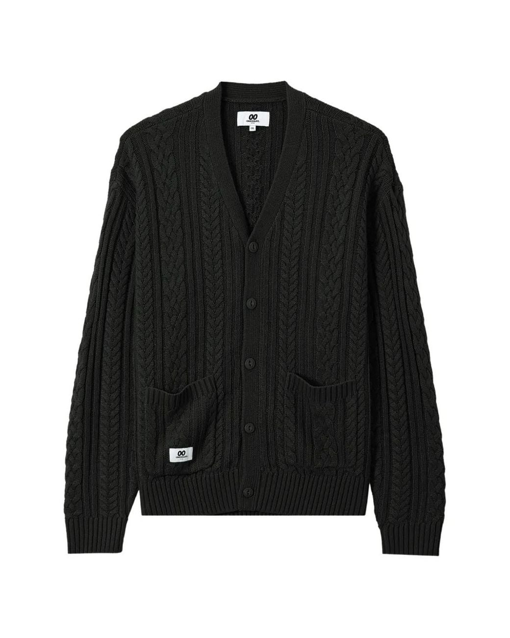 Chocoolate Black Cable-Knit Cardigan for men