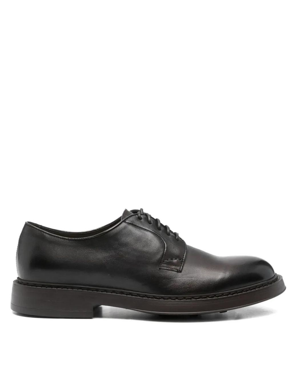Doucal's Black Leather Derby Shoes for men