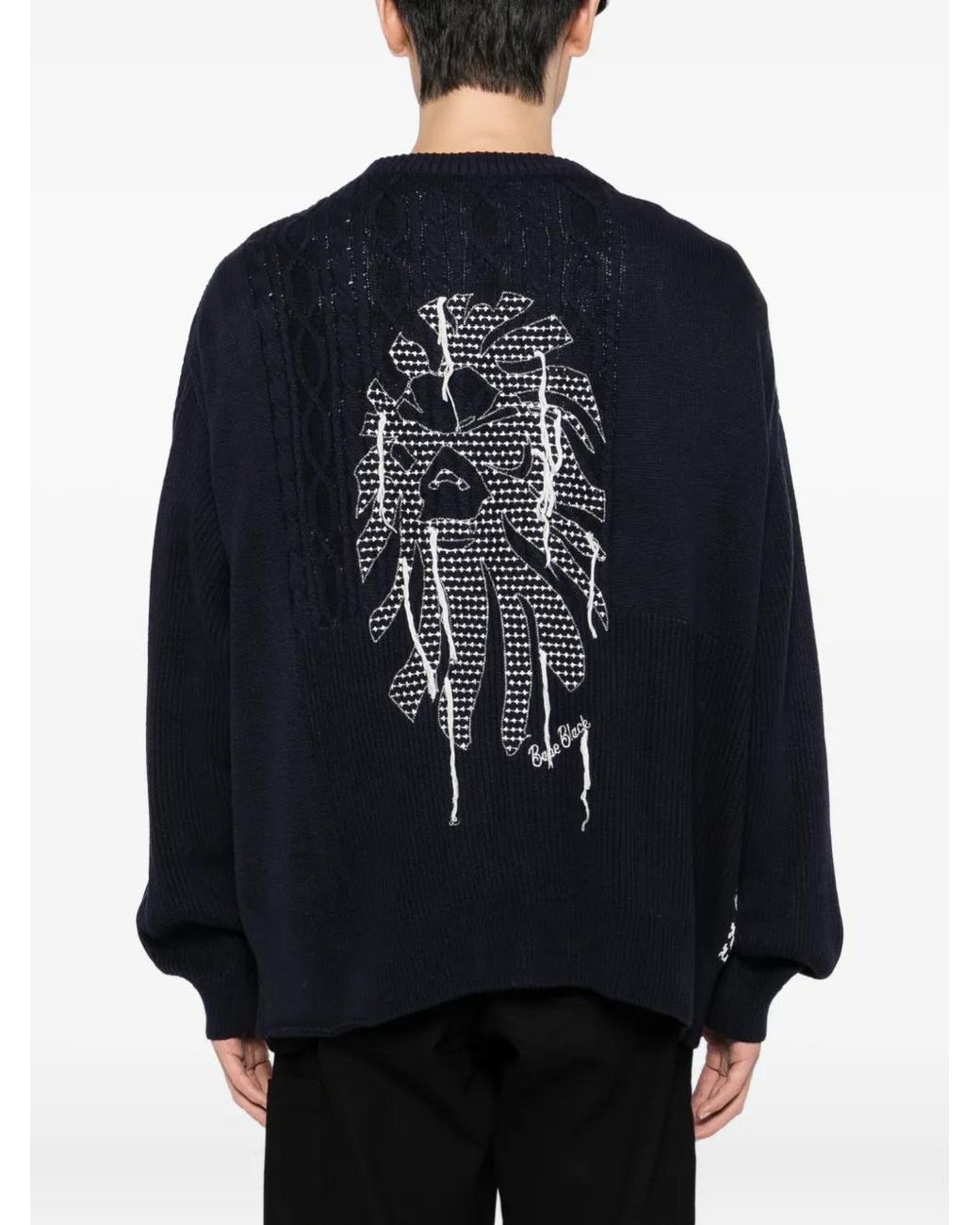 A Bathing Ape Black Logo-Embroidered Cardigan for men