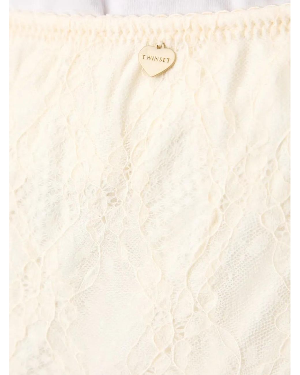 Twinset Natural Lace-Overlay Midi Skirt