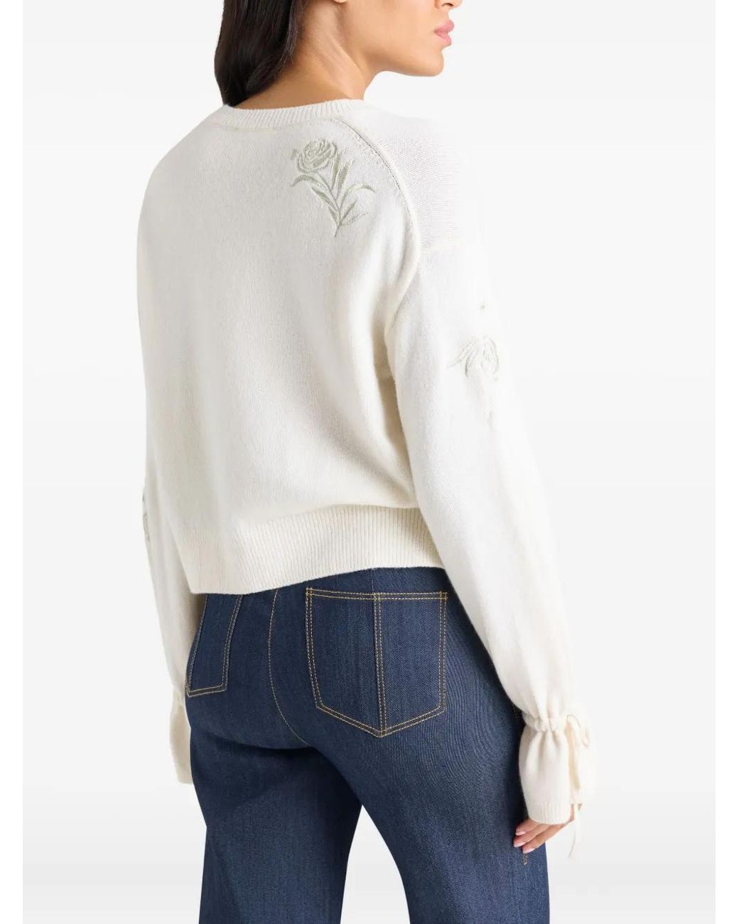 Cinq À Sept White Tasha Rose Patch Top