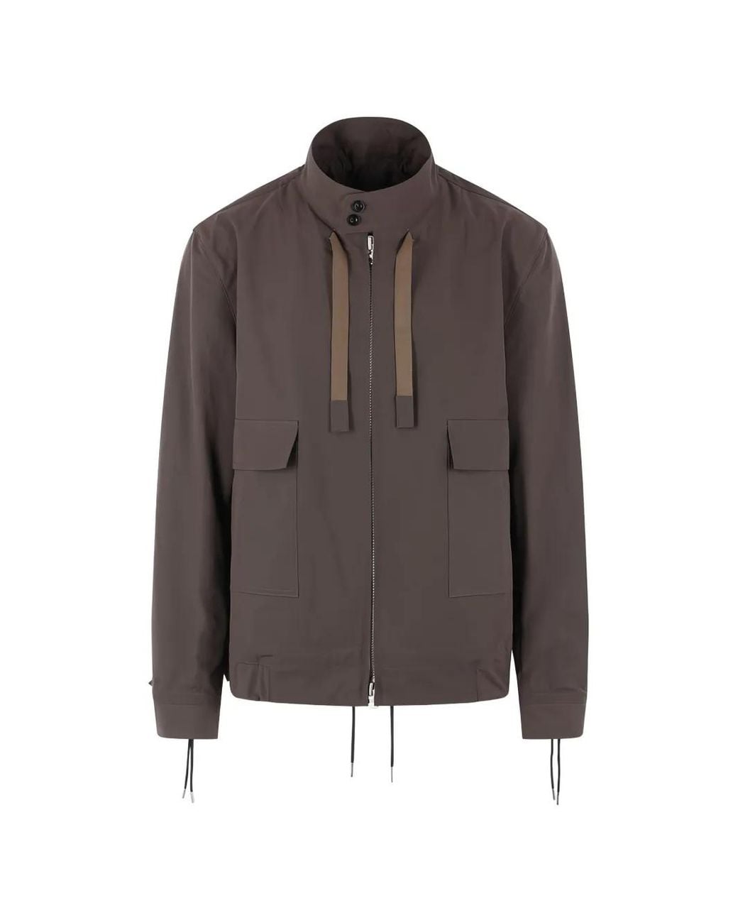 Sacai Brown Full-Zip Drawstring Jacket for men