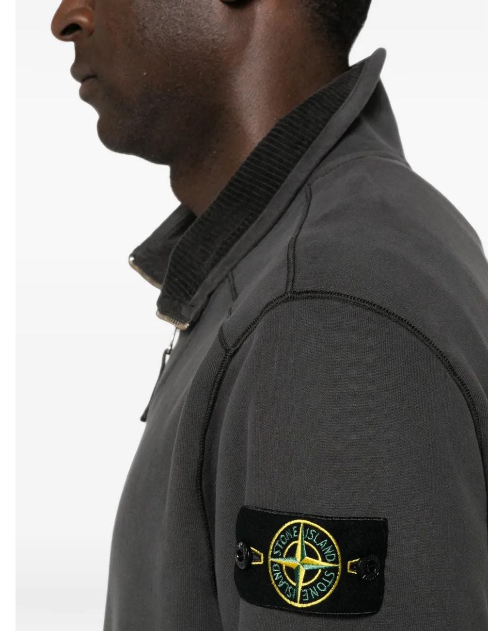 Stone Island Black 6100021 Comfort-Fit Half-Zip Sweatshirt With Stand Collar for men