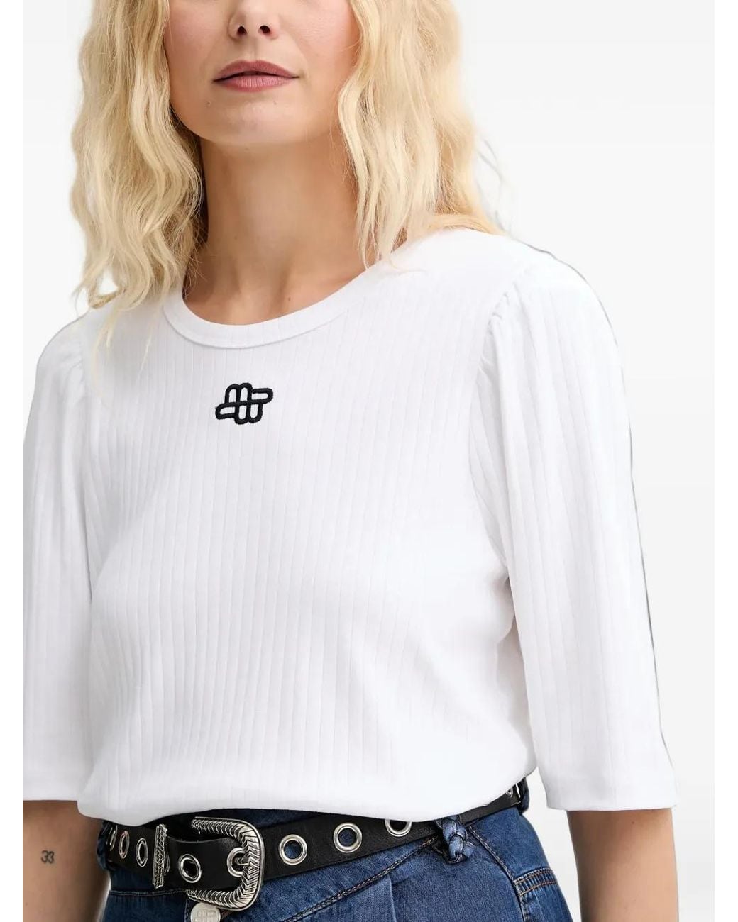 Munthe White Parsa Ribbed T-Shirt