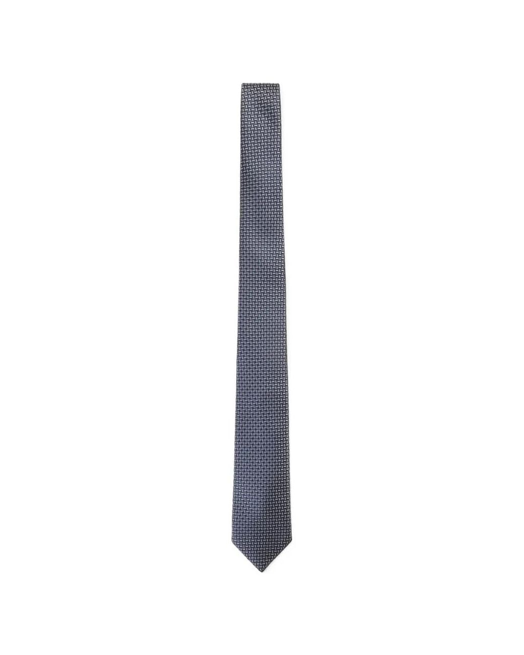 Brioni White Geometric-Pattern Silk Tie for men