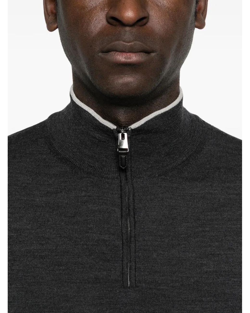 Canali Black Zip-Fastening Sweater for men