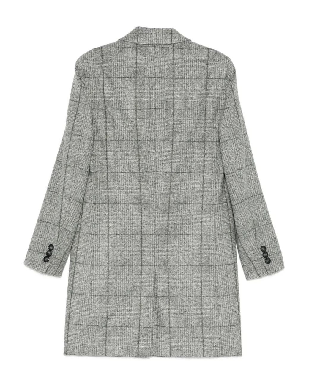 Boss Gray Checked Buttoned Coat for men