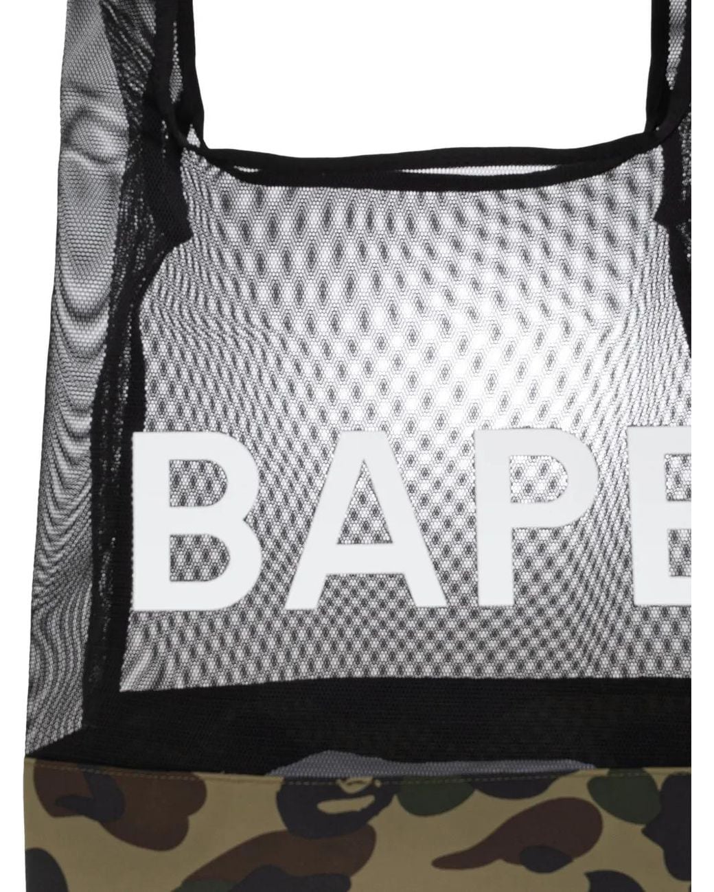 A Bathing Ape Black 1St Camo Mesh Tote Bag for men