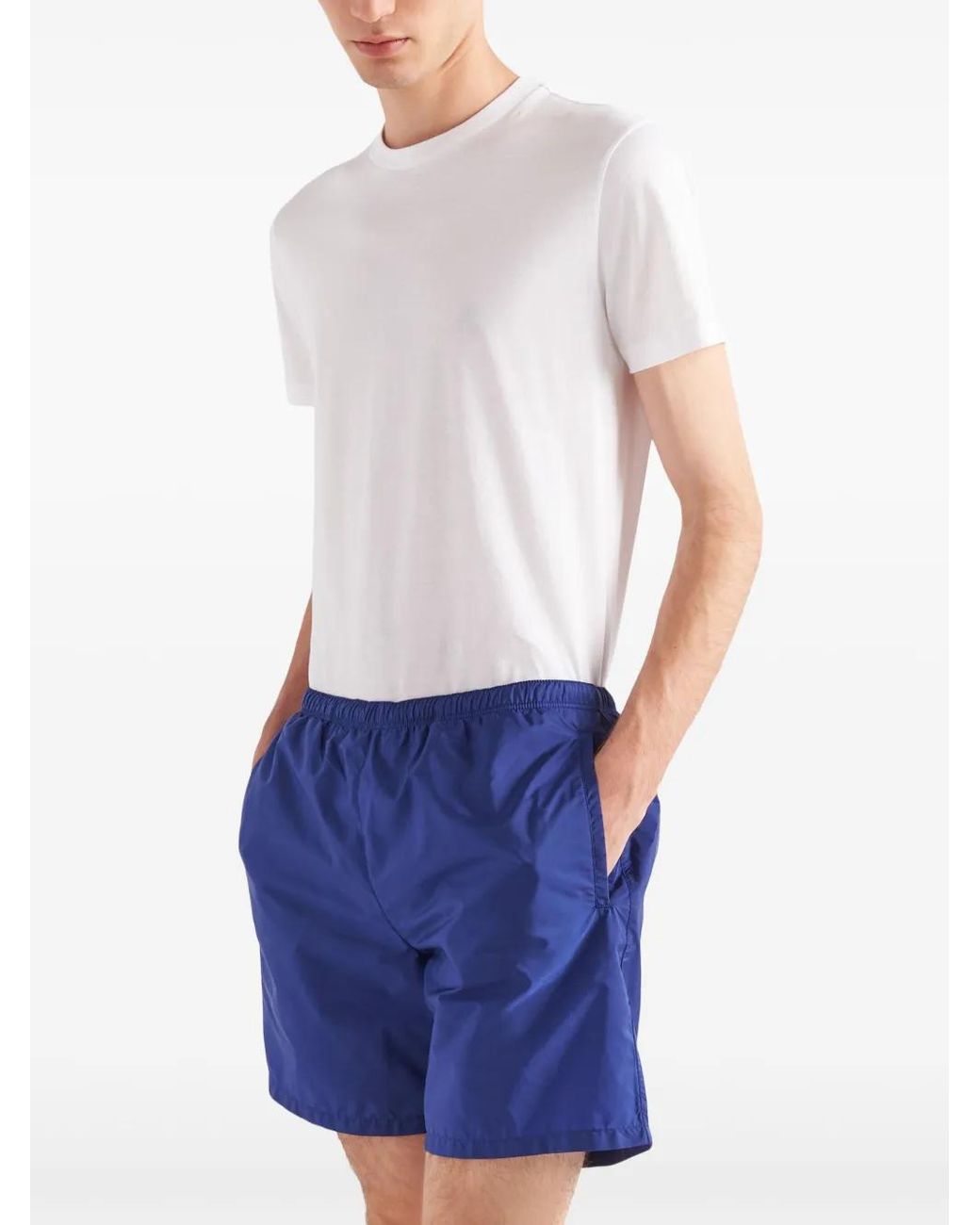 Prada Blue Logo-Print Swim Shorts for men