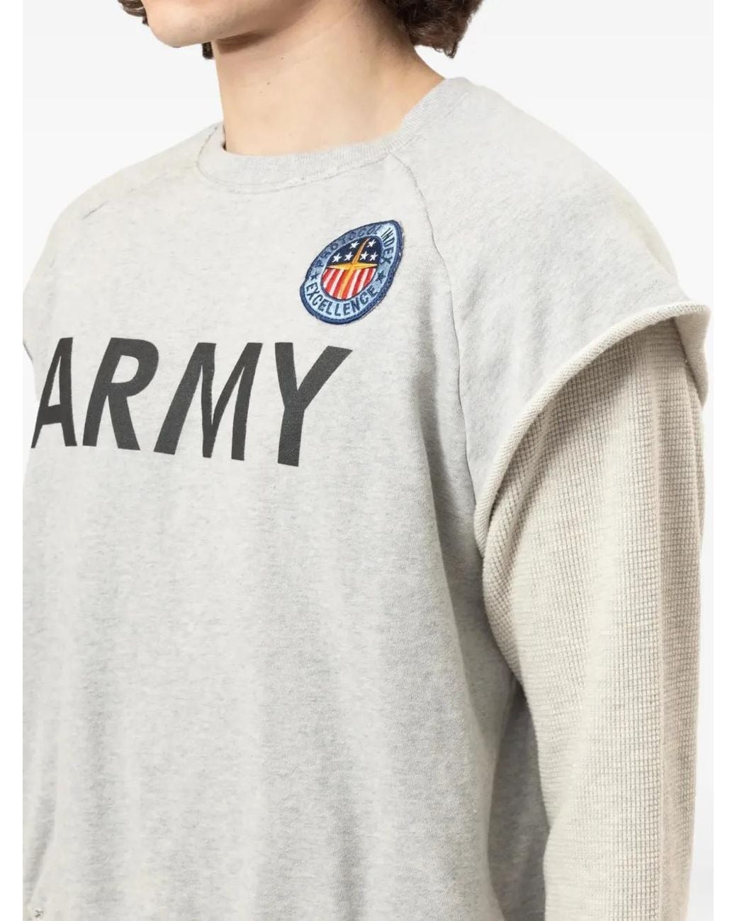 Protocol Index White Layered-Distressed Sweatshirt for men