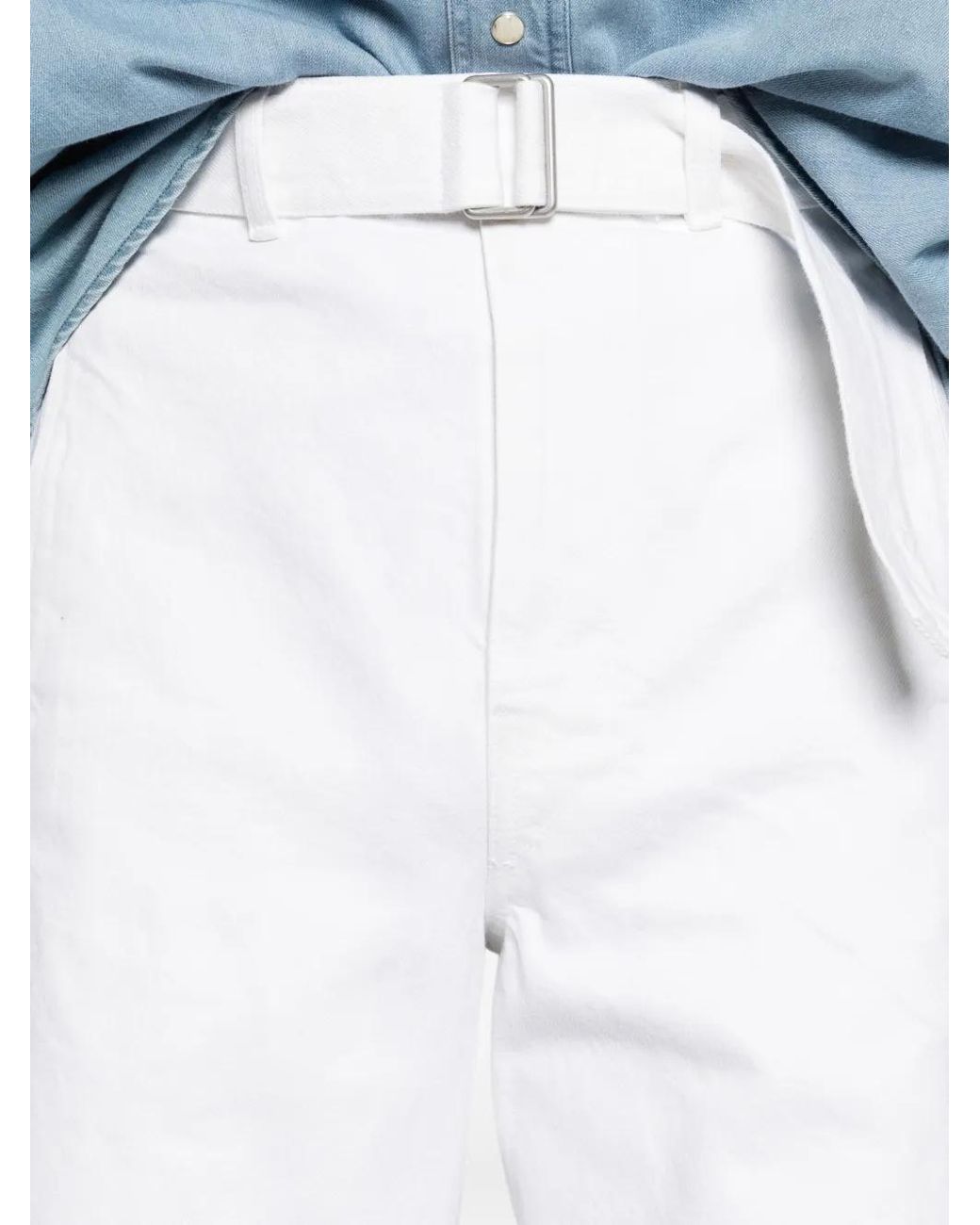 Lemaire White Bleached Denim Belt Trousers