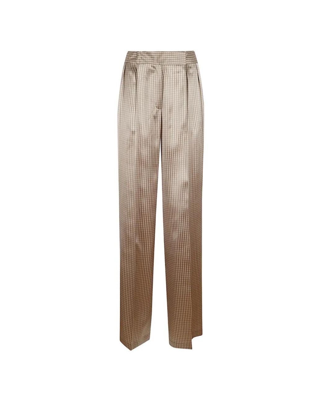 Kiton Natural Check Pleated Trousers