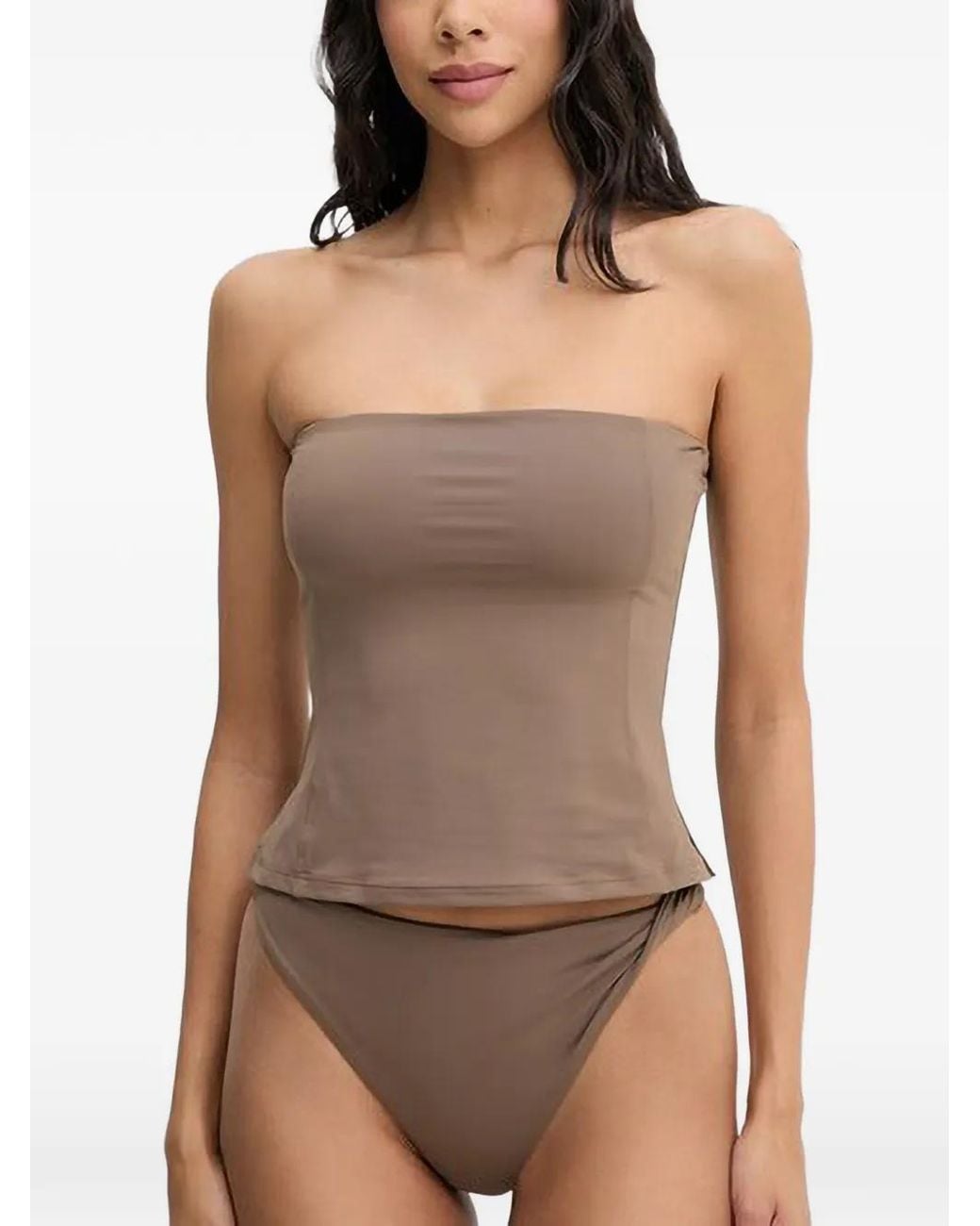 Casall Brown Strapless Tankini Top