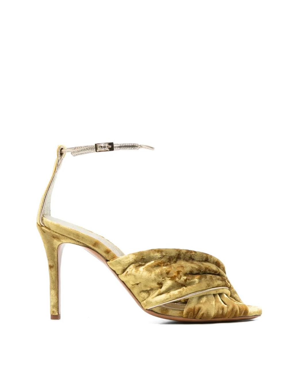 Forte_forte Metallic Velvet-Effect Buckled Sandals