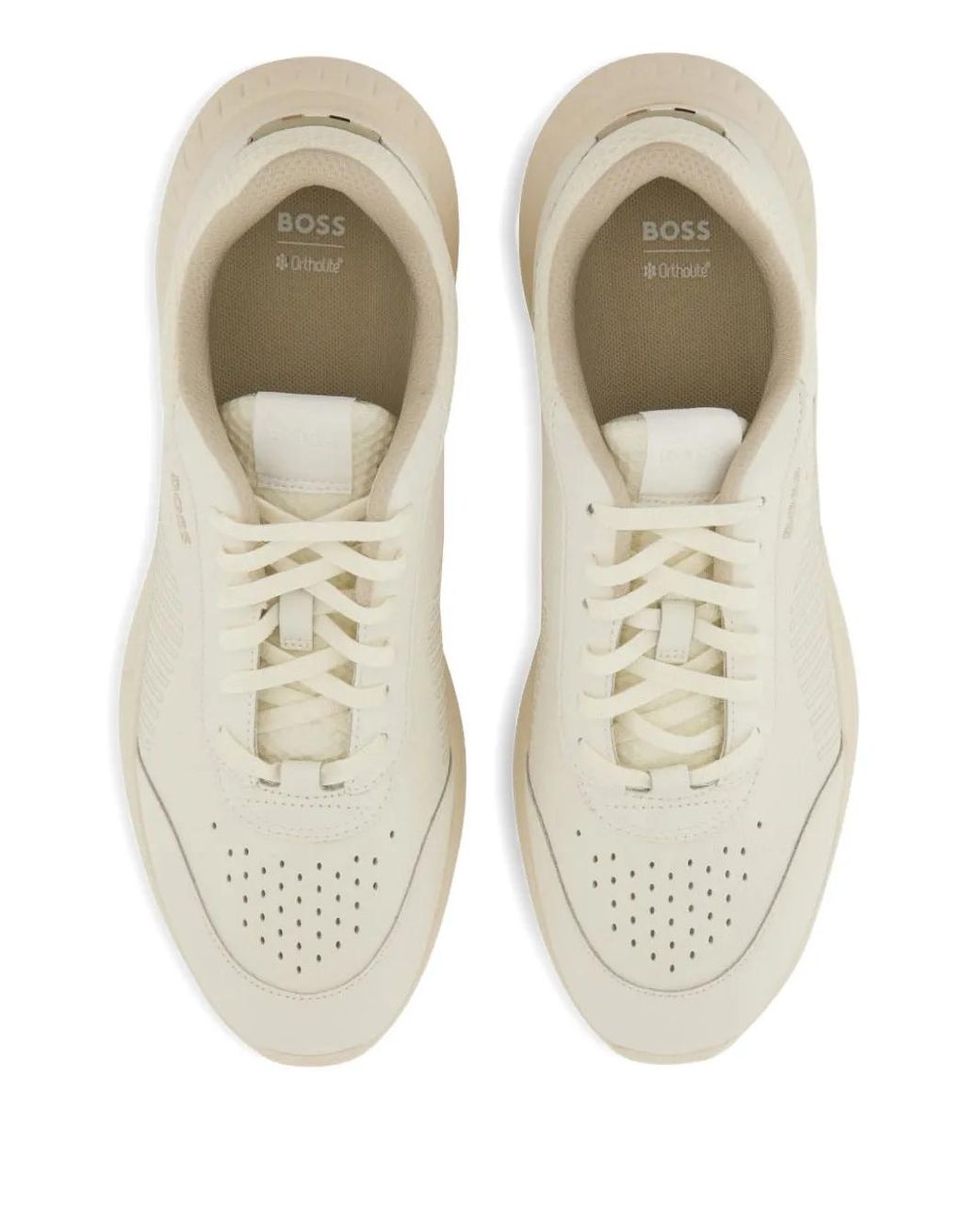 Boss White Perforated Sneakers for men