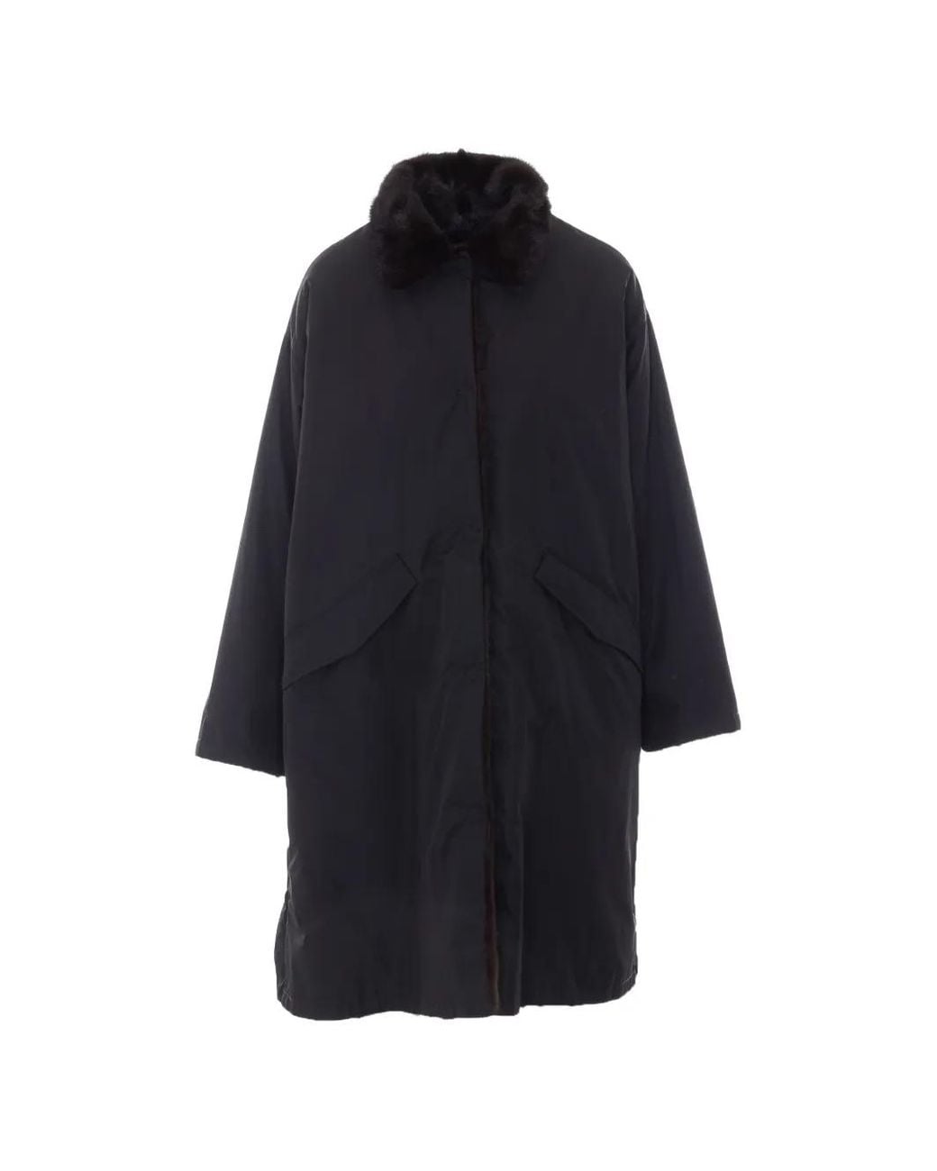 Yves Salomon Black Reversible Faux-Fur Coat