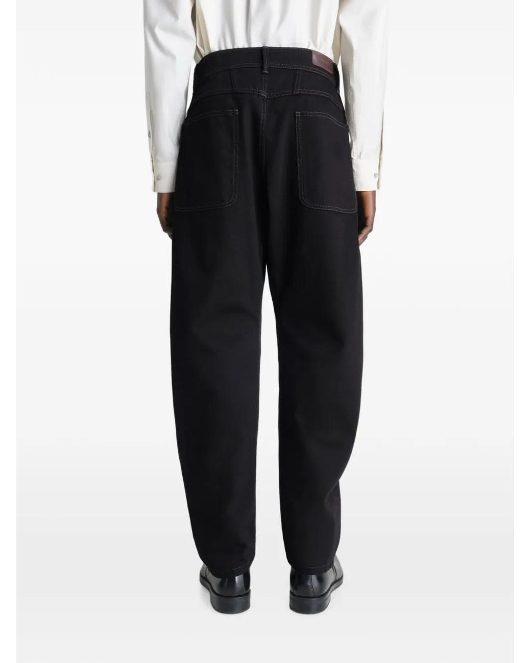 Lemaire Black Twisted Cotton Trousers for men