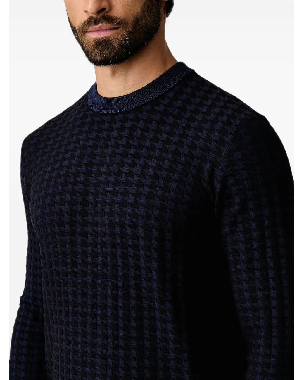 ARMANI EXCHANGE Black Geometric-Patterned Sweater for men