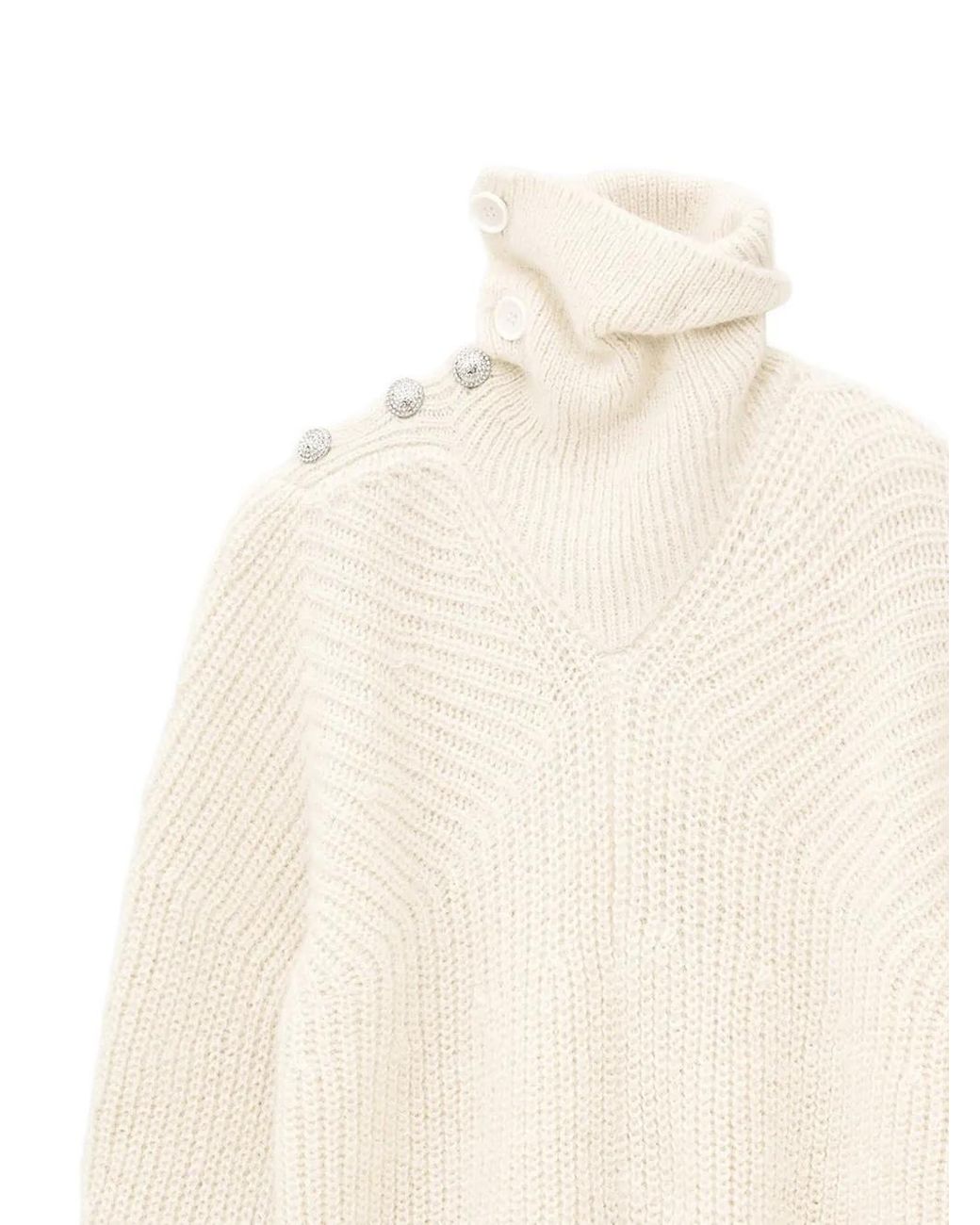 Ba&sh White Roumane Button Sweater