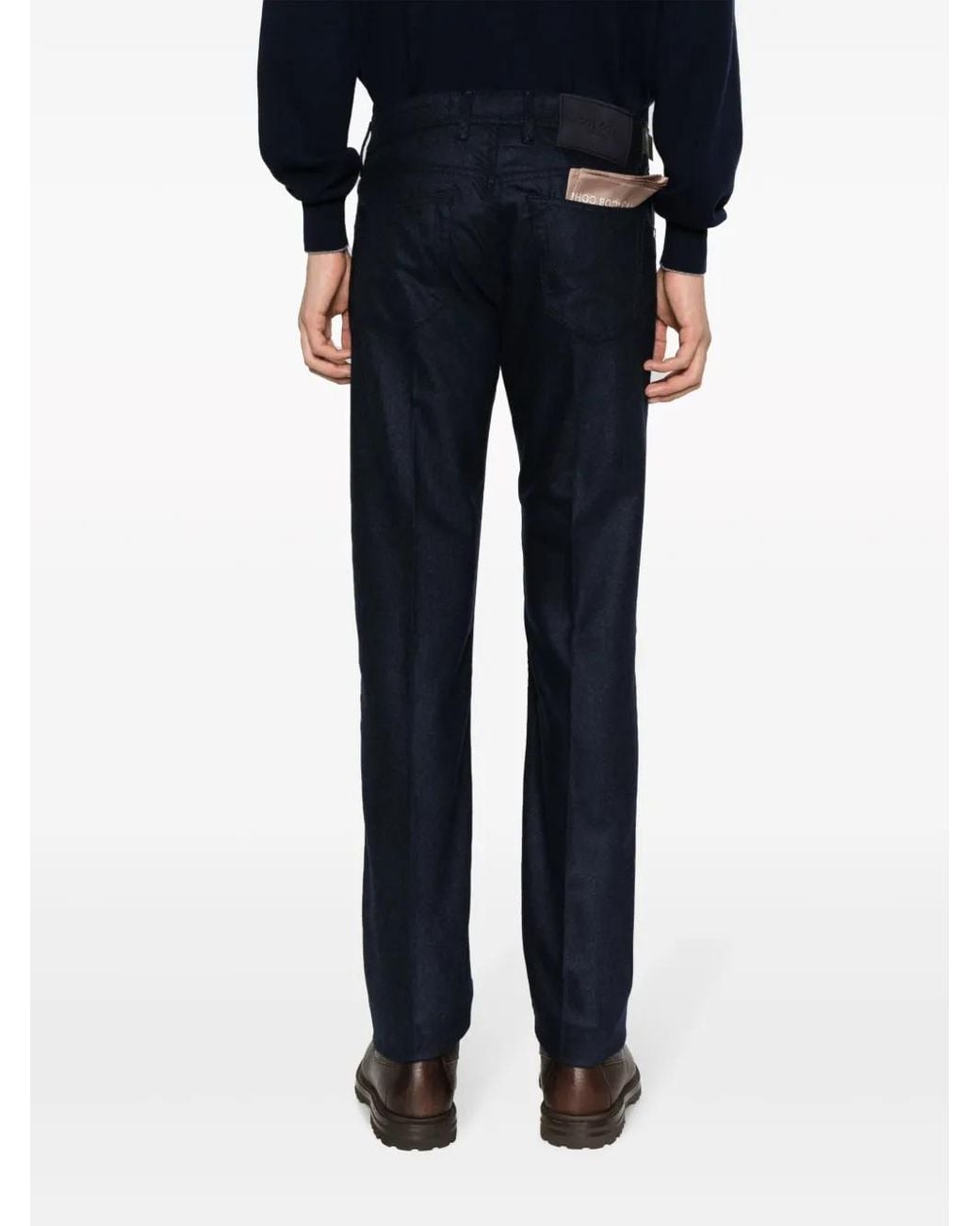 Jacob Cohen Blue Bard Slim-Cut Flannel Trousers for men