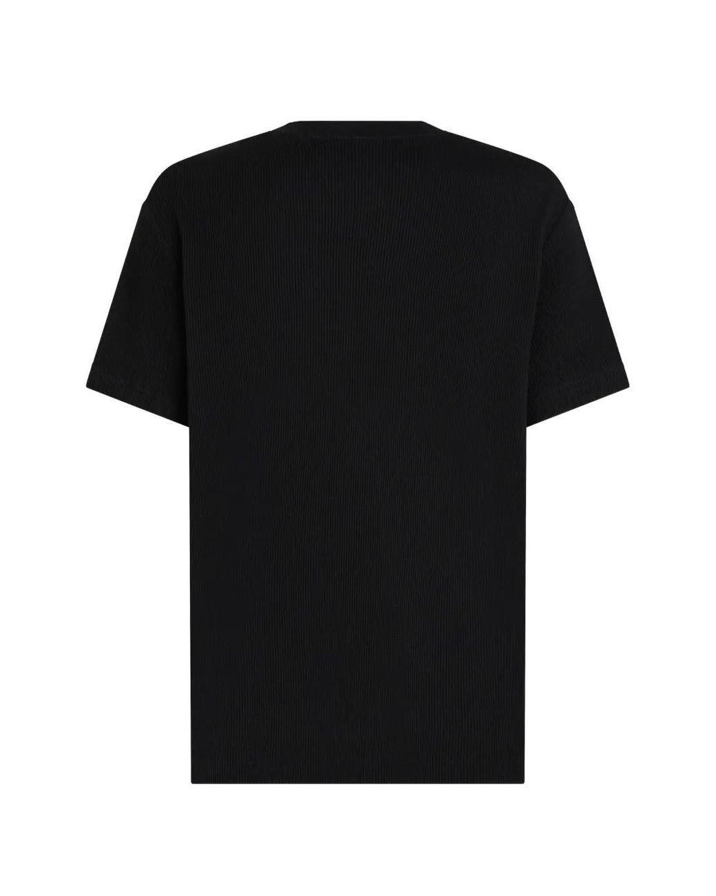 Karl Lagerfeld Black Ribbed-Knit Logo-Patch T-Shirt for men