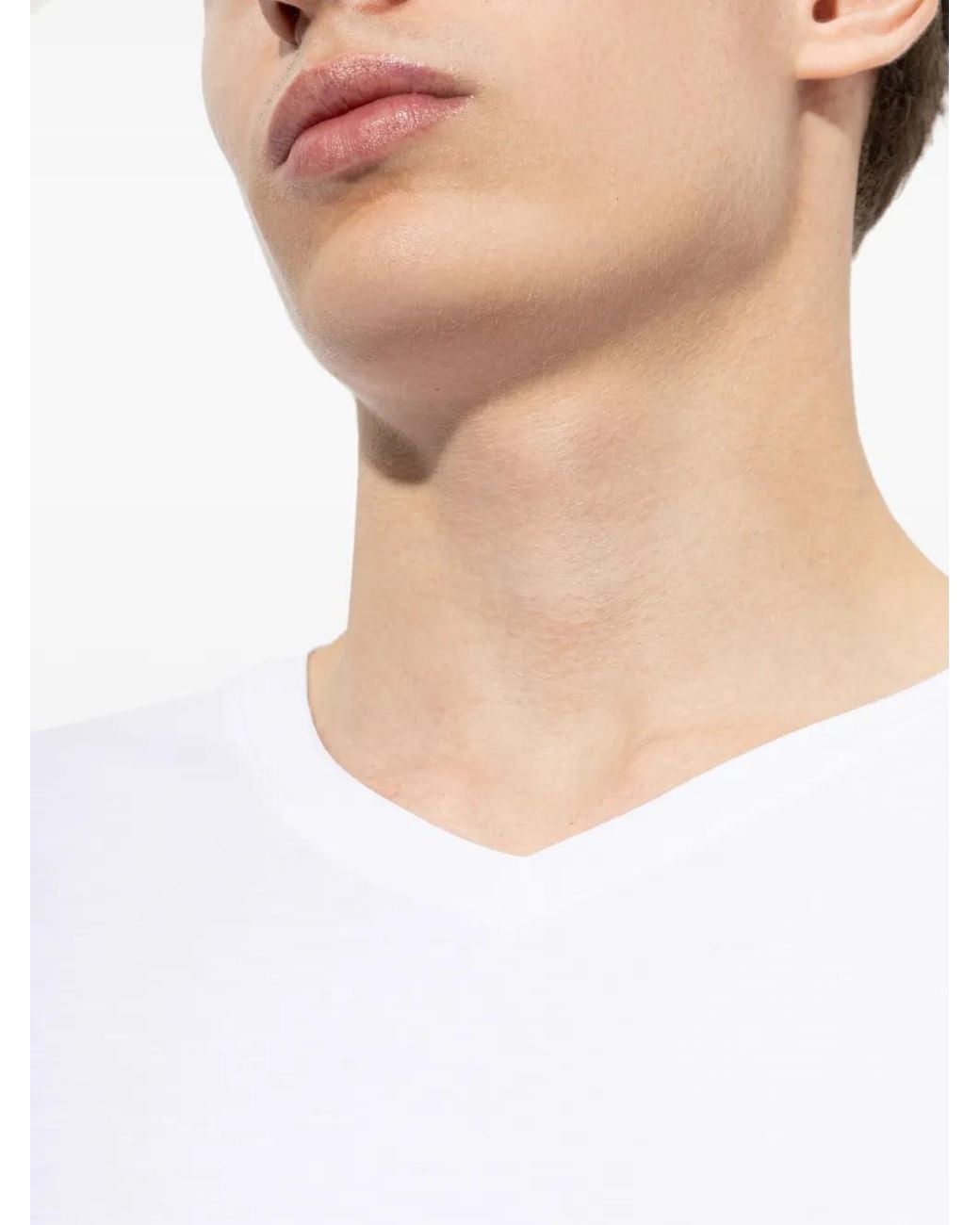 Hanro White V-Neck T-Shirt for men