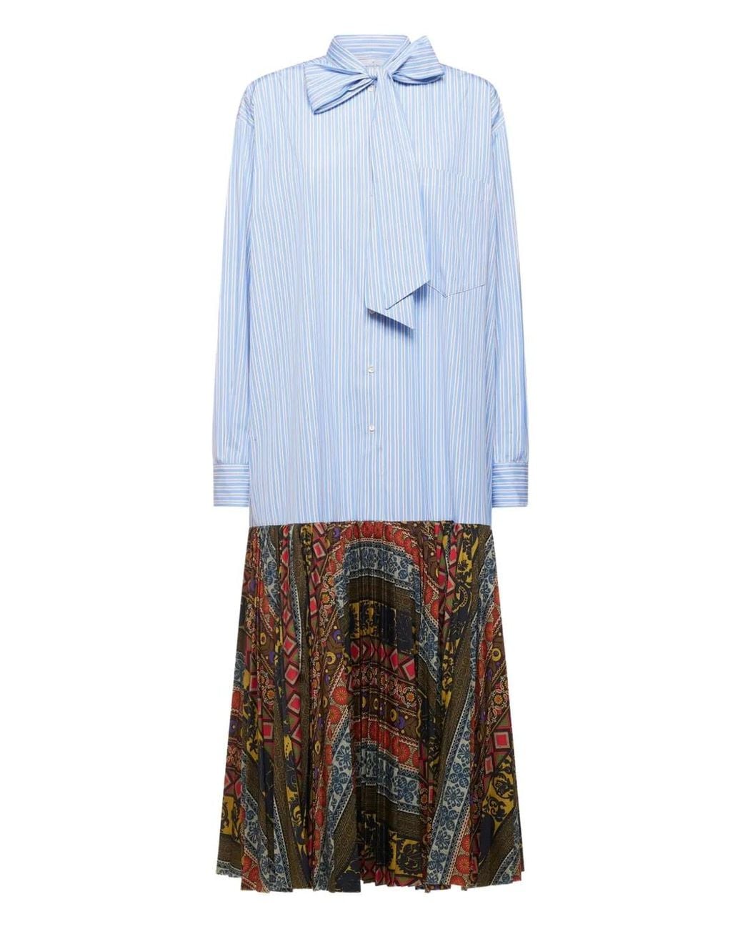 Pierre Louis Mascia Blue Stripe-Pattern Maxi Dress