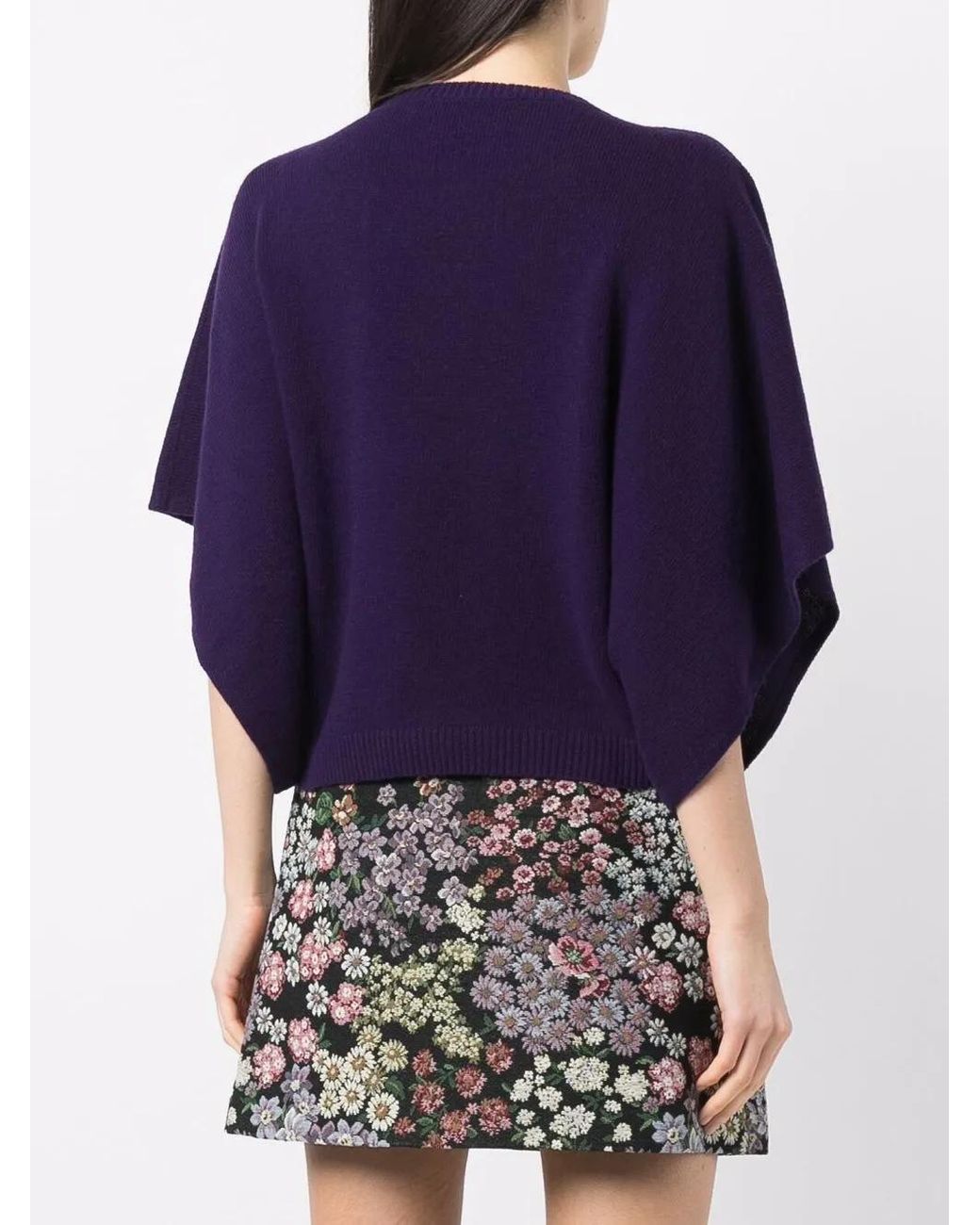Valentino Garavani Blue Batwing-Sleeve Knitted Top