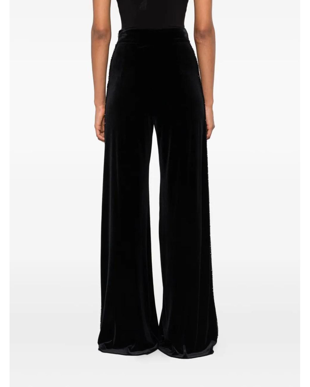 Nissa Black Pleated Textured Trousers