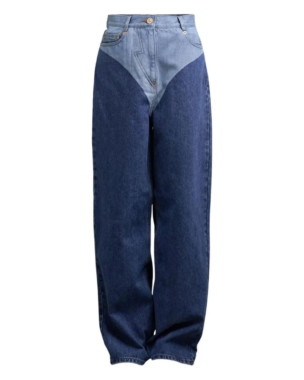 Pushbutton Blue Belt-Loops Jeans