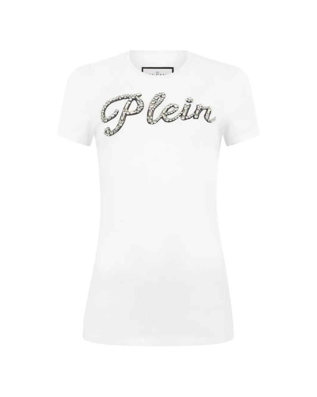 Philipp Plein White Pure Fit T-Shirt Signature Crystal