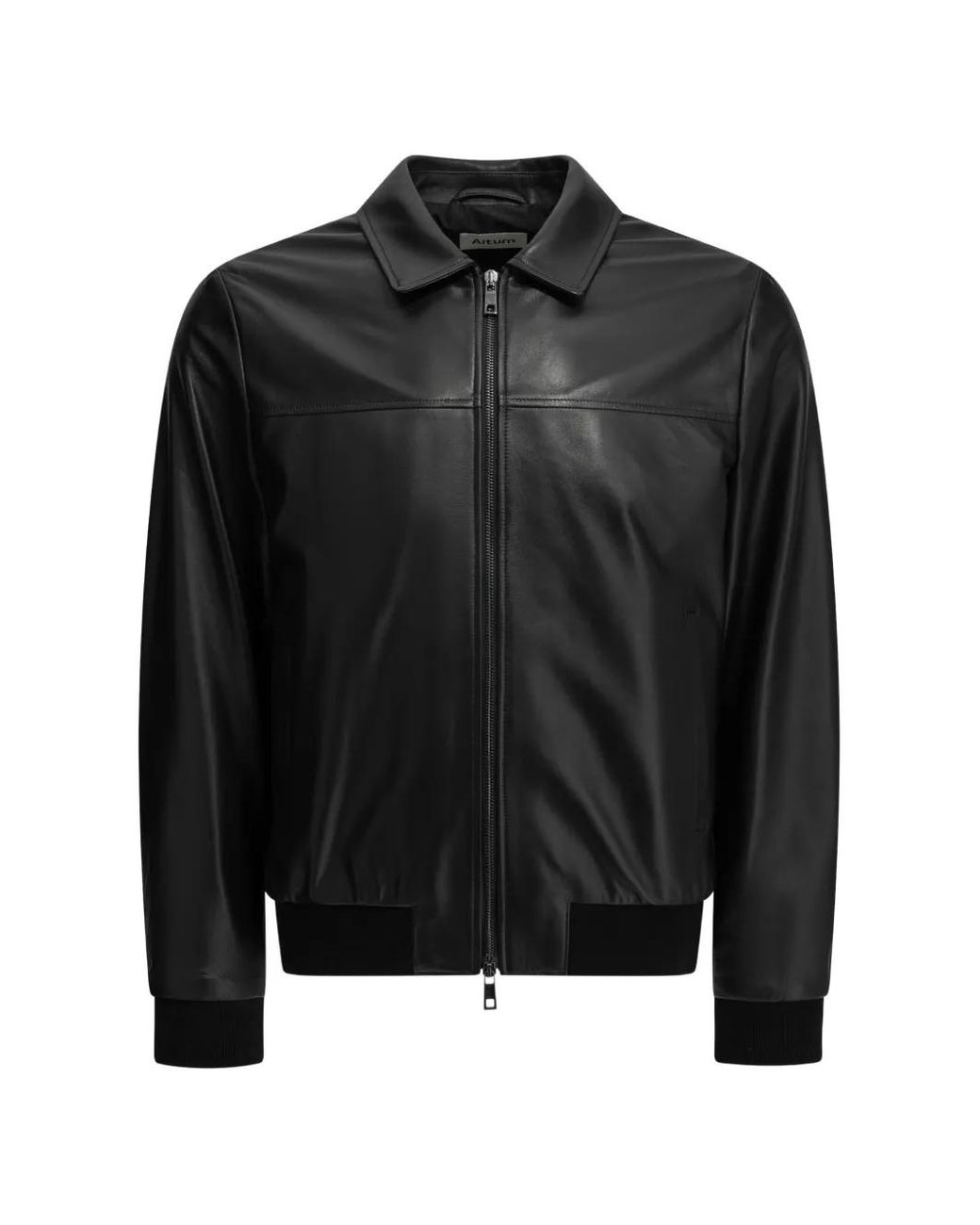 Altum Black Zip-Up Leather Coat for men