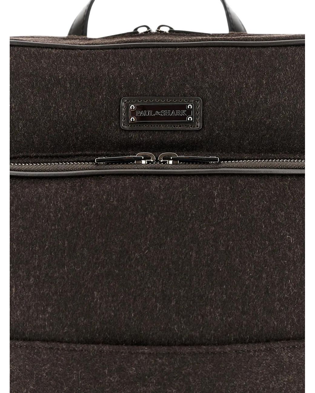 Paul & Shark Black Sac À Dos En Cachemire À Bords En Cuir for men