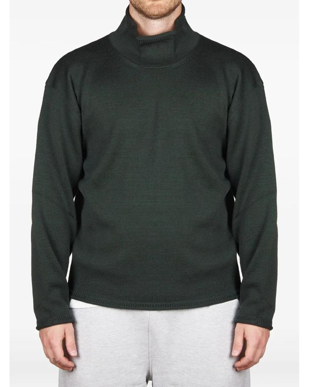 Roberto Collina Green High-Neck Rib-Trimmed Sweater for men