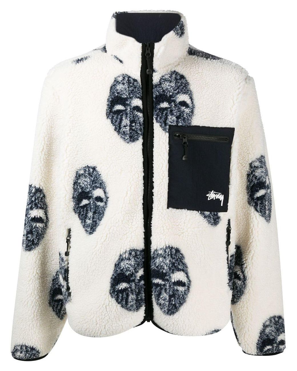 Stussy Synthetic Mask Sherpa Jacket in White for Men | Lyst