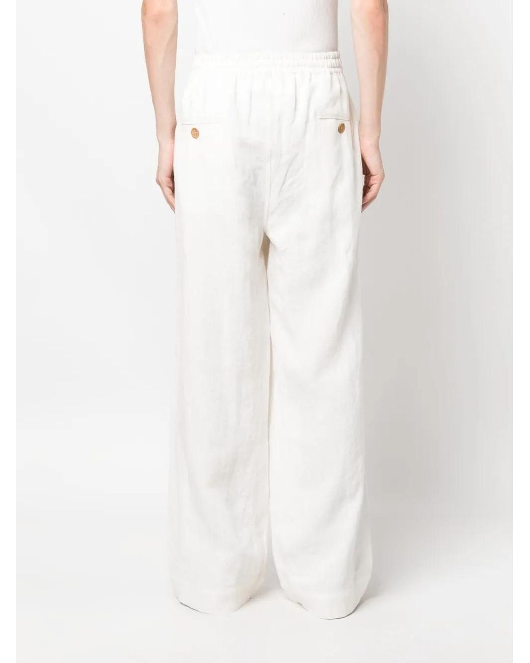 Commas White Mid-Rise Wid-Leg Trousers for men