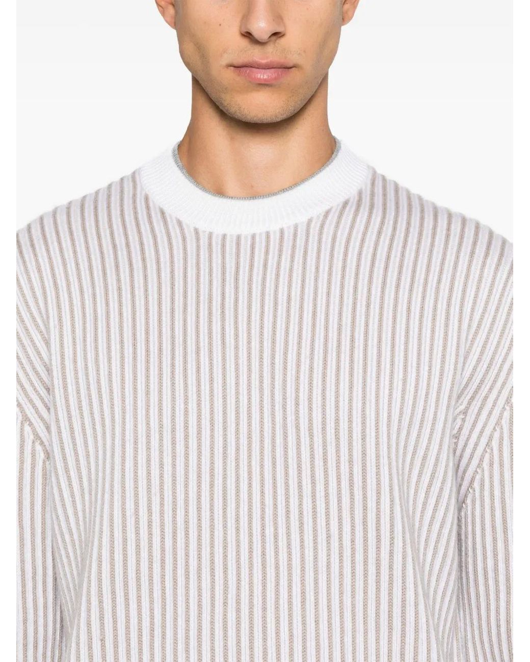 Zegna White Striped Sweater for men