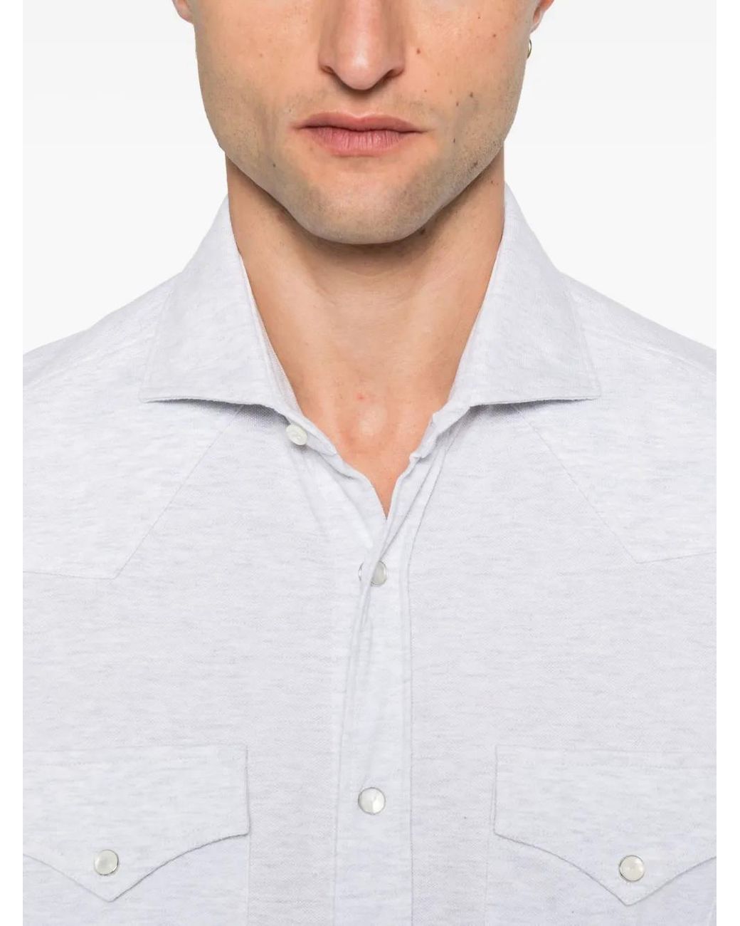 Brunello Cucinelli White Cotton Shirt for men