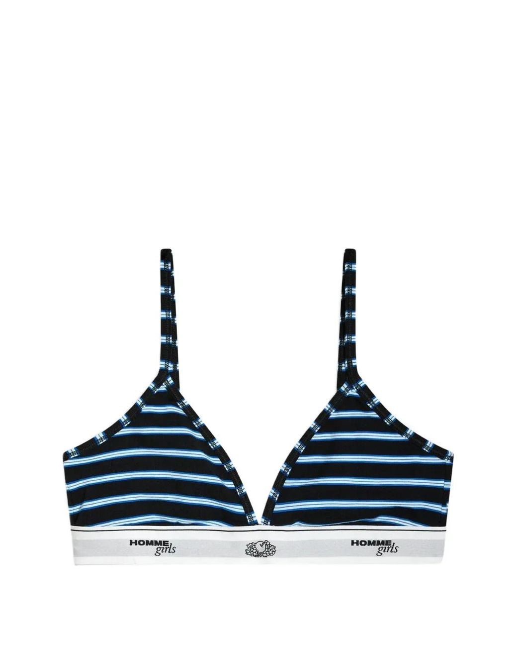 HOMMEGIRLS Blue X Fruit Of The Loom Logo-Underband Triangle Bralettes (Set Of Three)