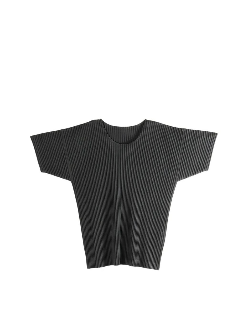 Homme Plissé Issey Miyake Black Pleated T-Shirt for men
