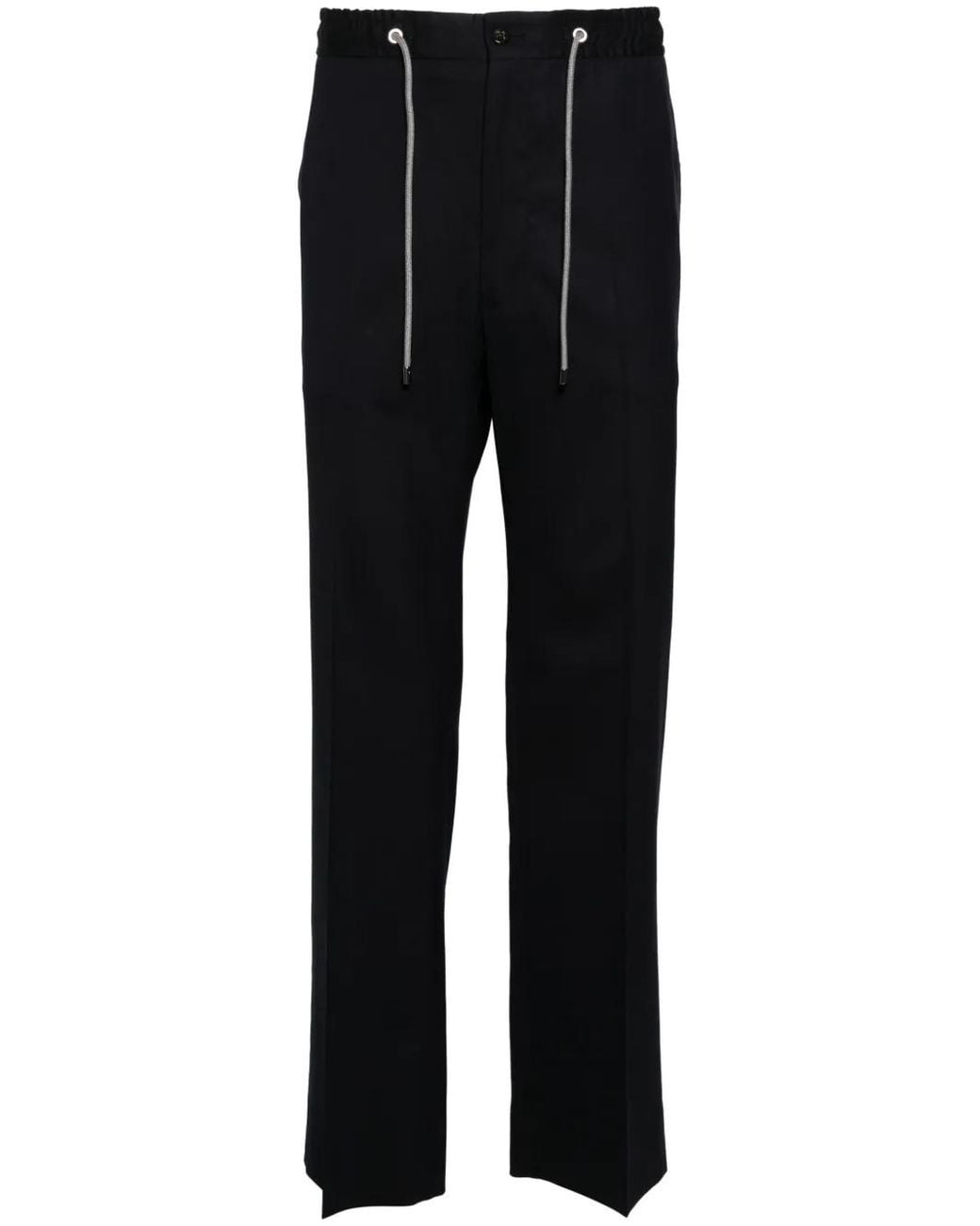 Corneliani Black Drawstring Tapered-Leg Trousers for men