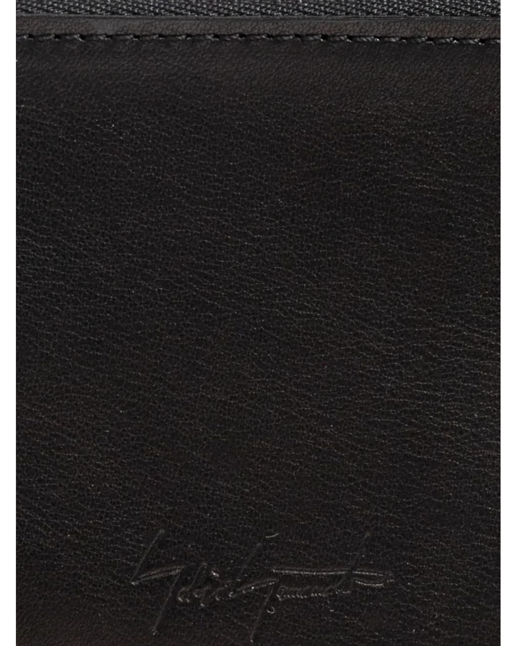 Discord Yohji Yamamoto Black Logo-Debossed Leather Wallet for men