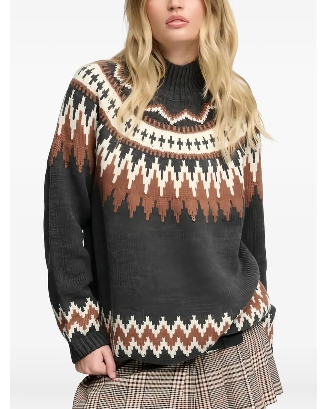 Superdry Black Fairisle High-Neck Sweater