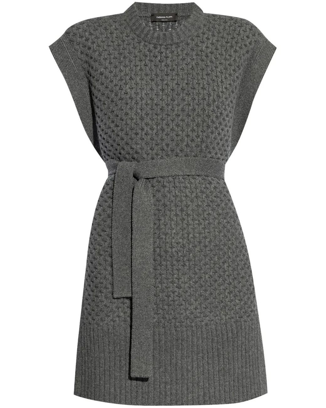 Fabiana Filippi Gray Tied Waist Knit Vest