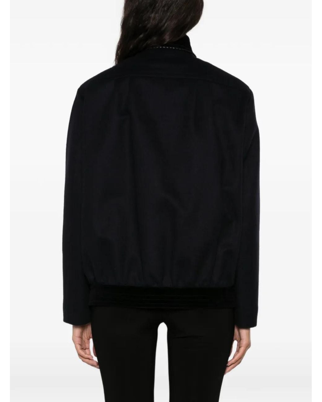 Blazé Milano Black Velvet-Trimmed Button-Up Jacket