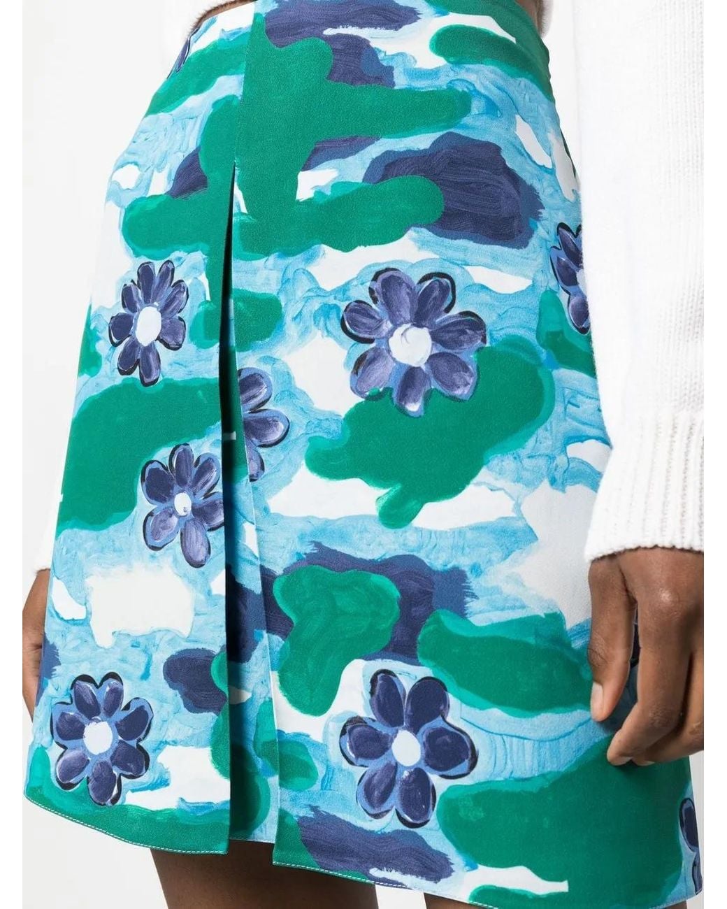 Marni Green Floral-Print Mini Skirt