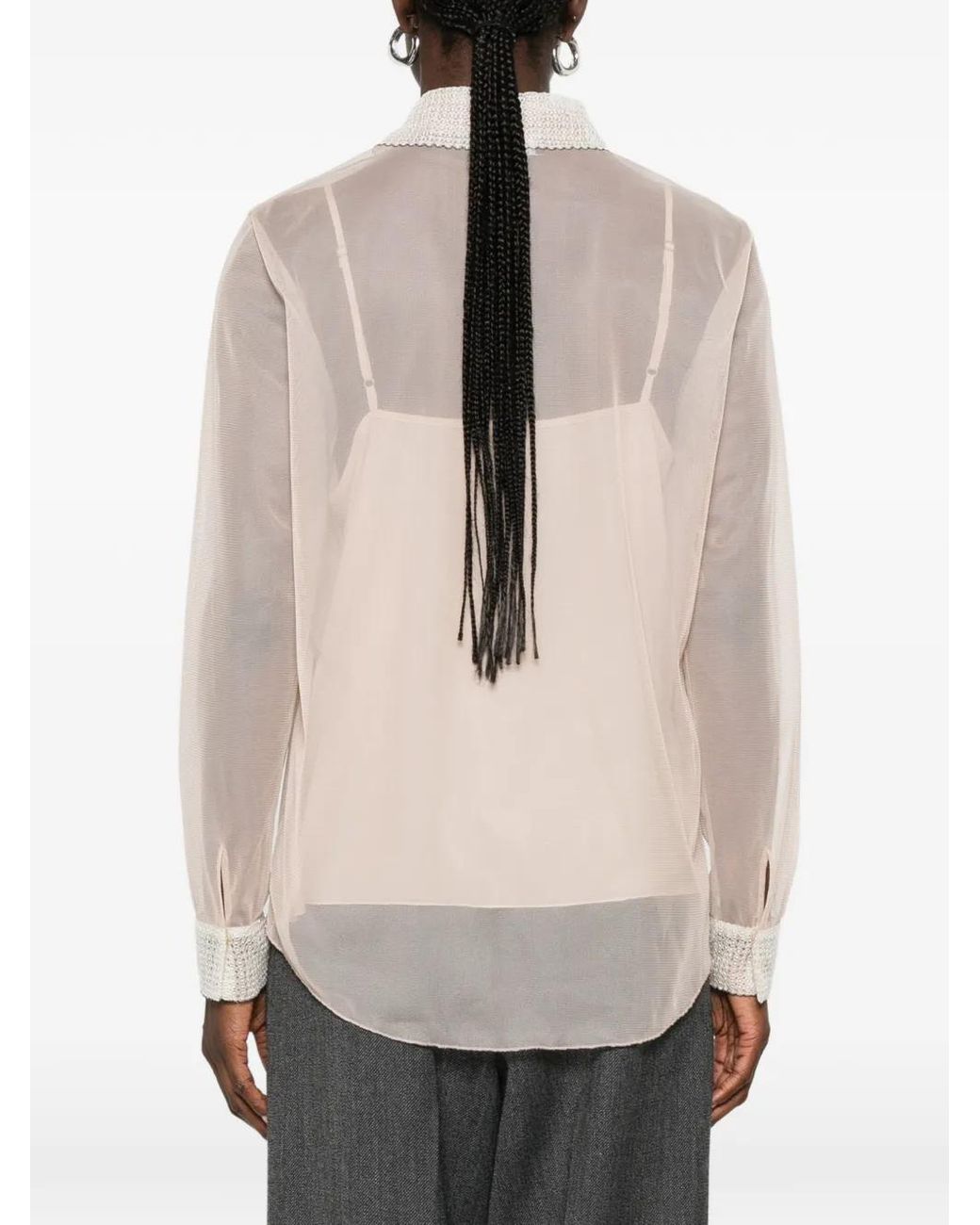 Fabiana Filippi Pink Blouse À Col En Dentelle